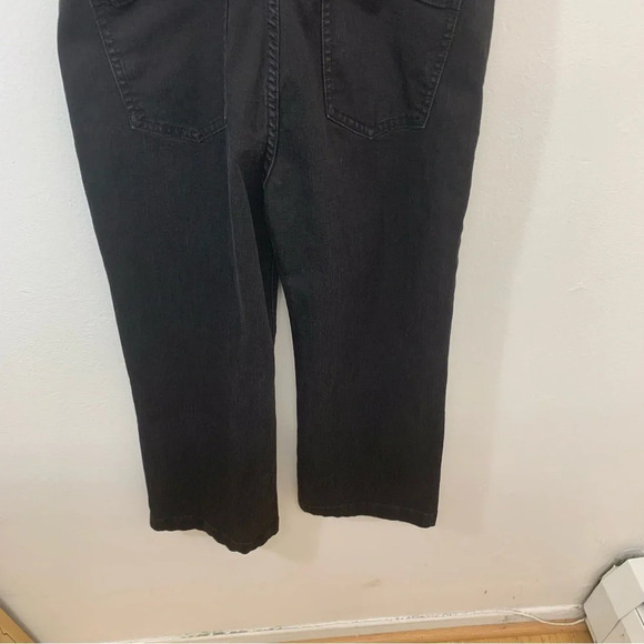 Denim Overalls Woman 28  Black Straight Crop Stretch Pockets  Mid Rise Y2K Retro - Picture 7 of 13